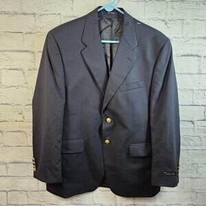 Vtg Ralph Lauren Polo University Men's Navy Blue 100% Wool Blazer Jacket Sz 42S
